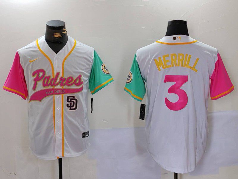 Men San Diego Padres #3 Merrill White Joint Name 2024 Nike MLB Jersey style 4